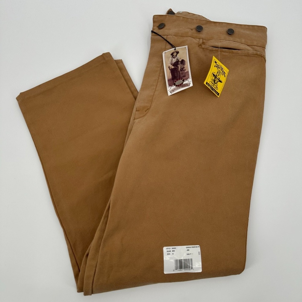 Wah Maker SASS Frontier Scully Western Pants Buckle Mens 42 Brown Canvas‎ Ranch